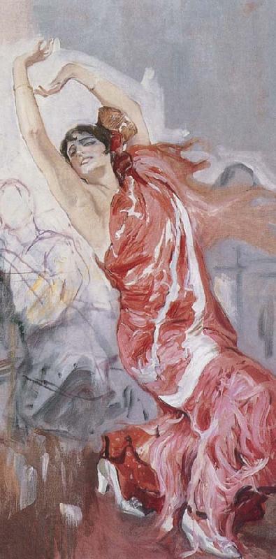 Joaquin Sorolla Long red dance oil painting picture